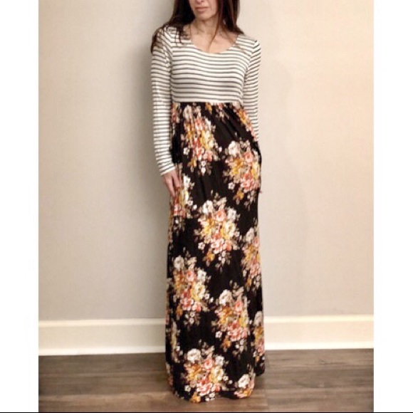 ✨LAST ONE ✨striped top floral skirt maxi dress - Picture 4 of 6